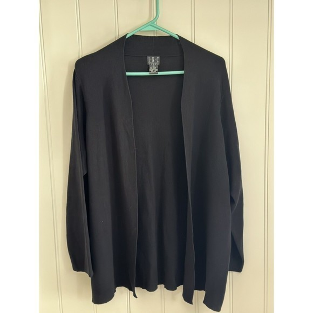 INC‎ International Concepts Women's Plus Size Draped Cardigan, 2X, Black